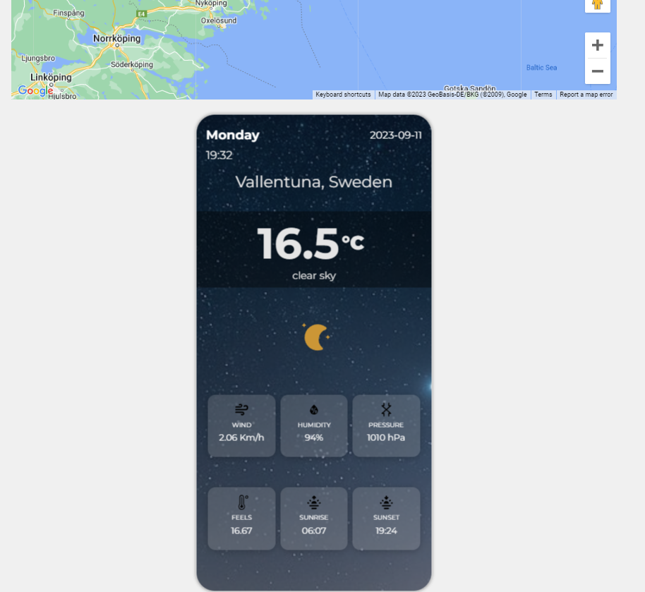 weather app UI